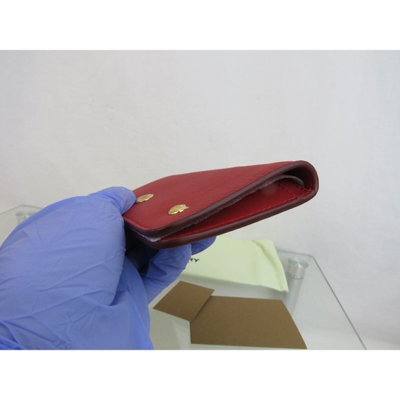 $530 BURBERRY ROWE RED LEATHER LOGO FOLDING BILL SNAP CLUTCH CONTINENTAL WALLET - Picture 11 of 14